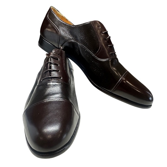 Massimo Emporio Oxford Mens 13 M Brown New Deerskin Leather Cap Toe Dress Shoes